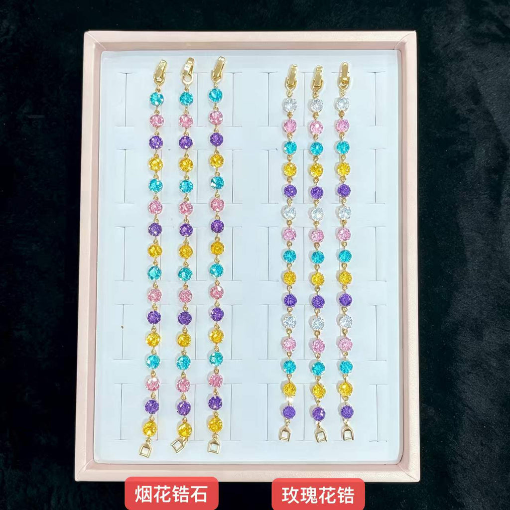 14K Gold Plated Waterproof Colorful Zircon Bracelet | Firework & Rose Cut | Tarnish-Free