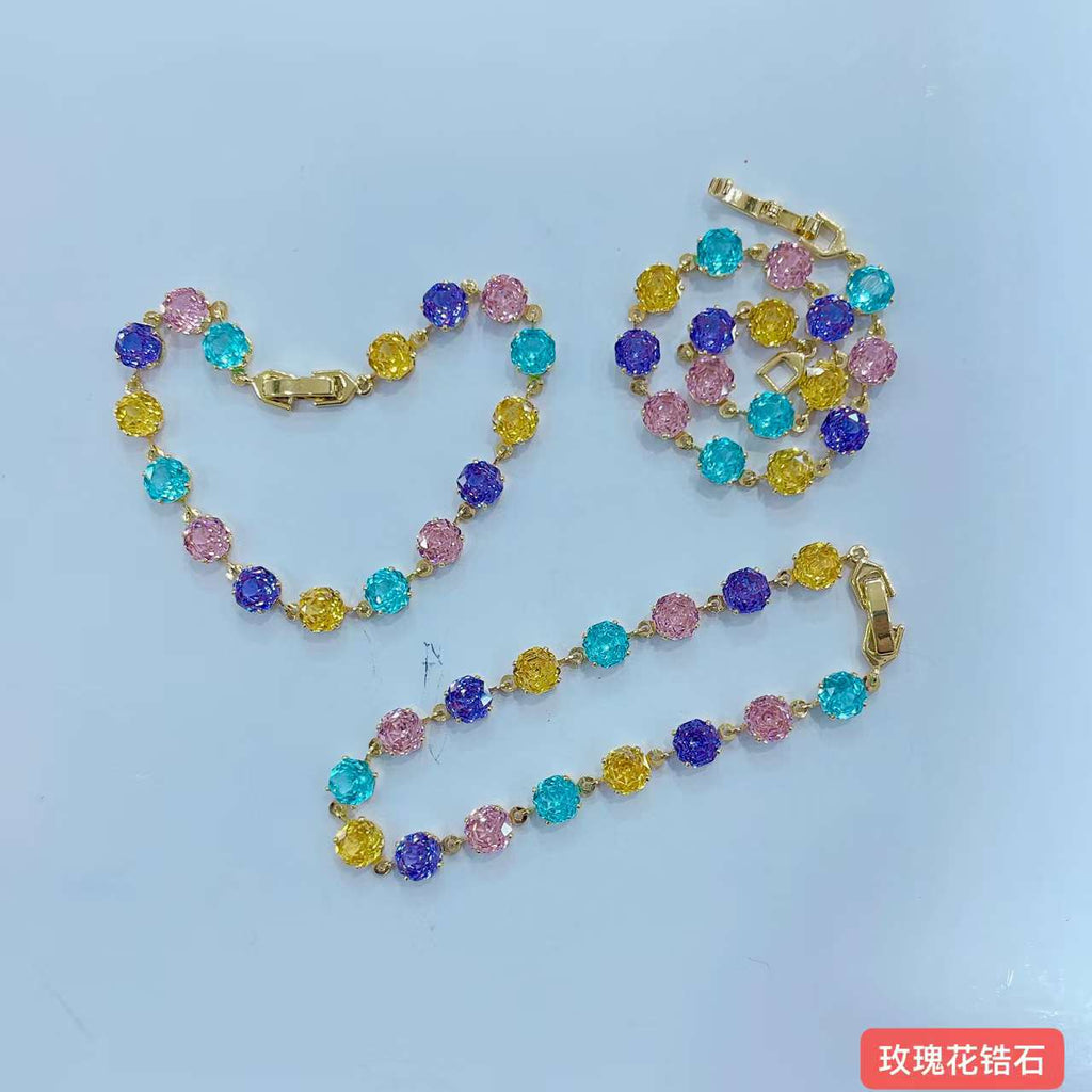 14K Gold Plated Waterproof Colorful Zircon Bracelet | Firework & Rose Cut | Tarnish-Free