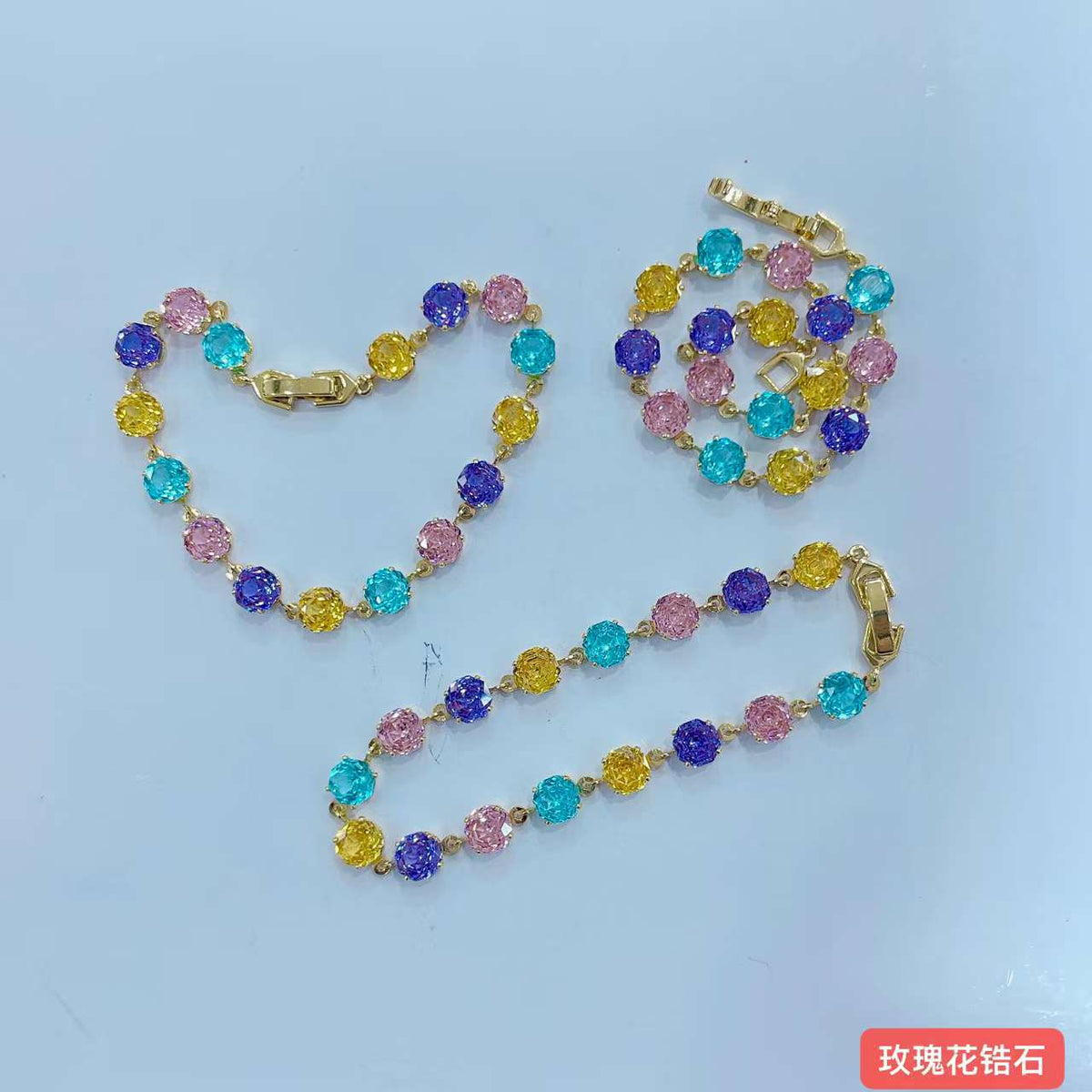 14K Gold Plated Waterproof Colorful Zircon Bracelet | Firework & Rose Cut | Tarnish-Free