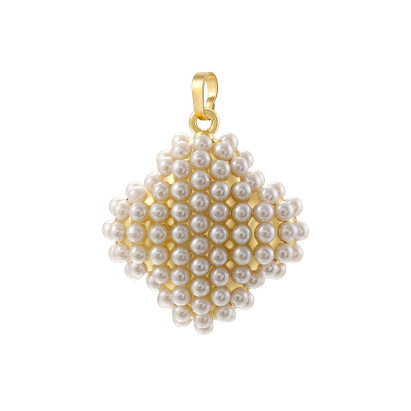 14K Gold Plated Pearl Pendant – Multi-Shaped Imitation Pearl Necklace Pendant (Copper Base)