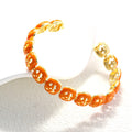 14K Gold Plated Pumpkin Charm Bracelet | Waterproof Orange Enamel Link Bracelet